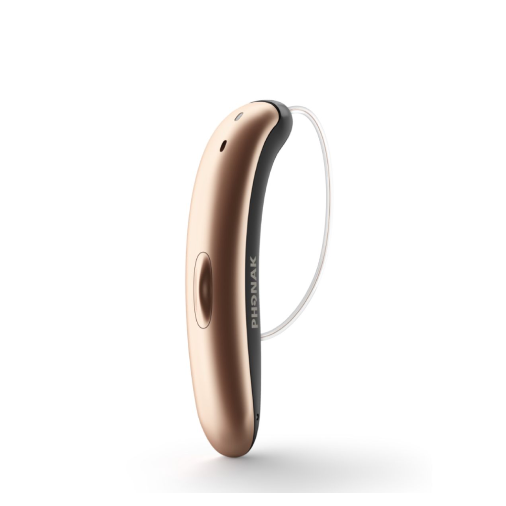Slim Lumity L70-R Sandalwood Black Hearing Aids
