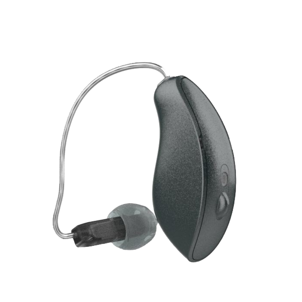 Omega™ mRIC AI 24 hearing aids in sleek design for enhanced audio experience.