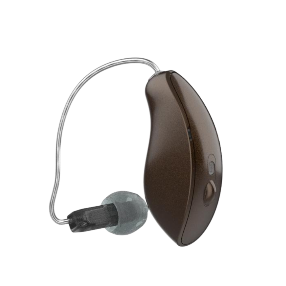 Omega™ mRIC AI 24 hearing aids in sleek design for enhanced audio experience.